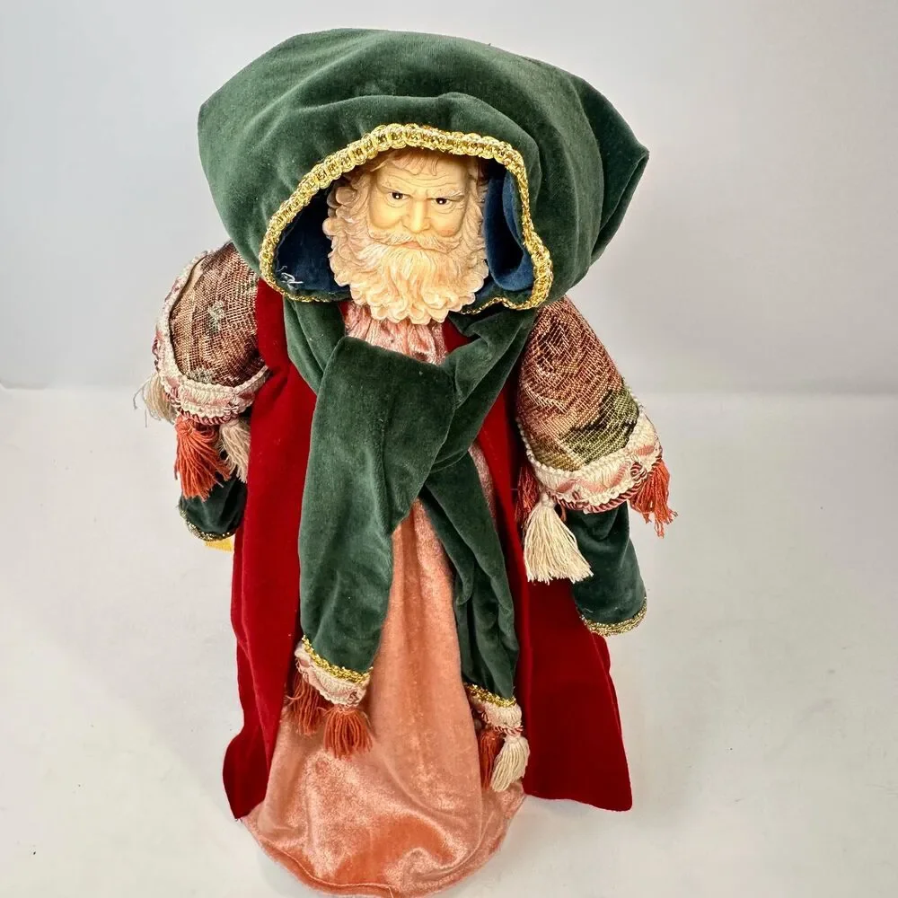 Vintage RR Roman Father Christmas Santa Claus Tree Topper Velvet Robe 15